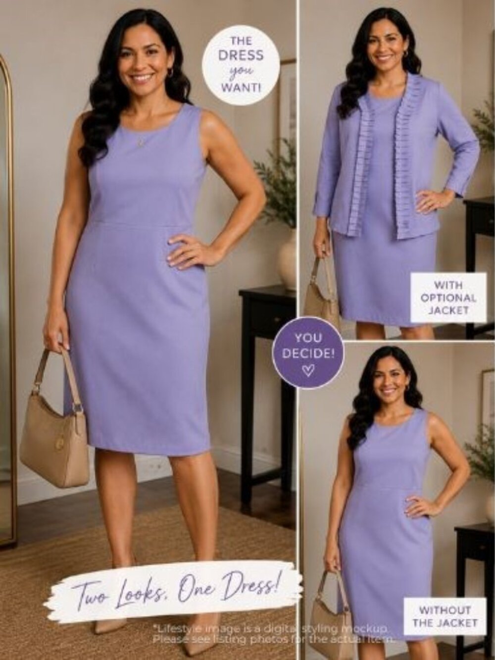 Roaman’s Lavender 2 Piece Dress & Jacket Set Women’s Plus Size 20W